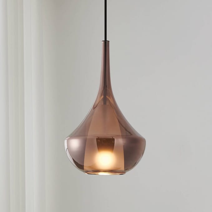 Stars of Light hanglamp Almoster, koper, Ø 25 cm, glas