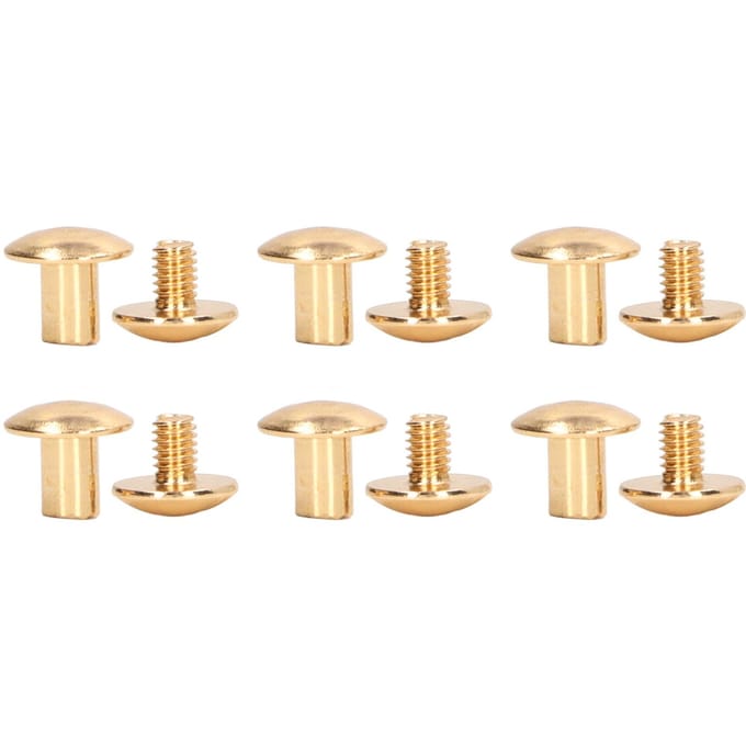200 Sets Boekbindschroeven Uniforme Coating Gebogen Oppervlakken Messing Galvanische Behandeling Chicago goud