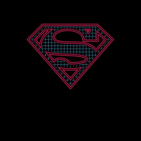 Justice League Superman Retro Grid Logo Women's T-Shirt - Black - L