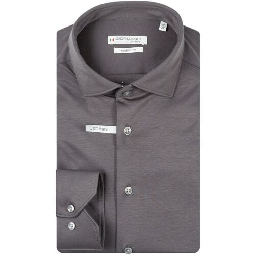 Giordano Overhemd Maggiore Semi Cutaway Jersey Subtle Contrast Liquid Cotton Soft Grey / male