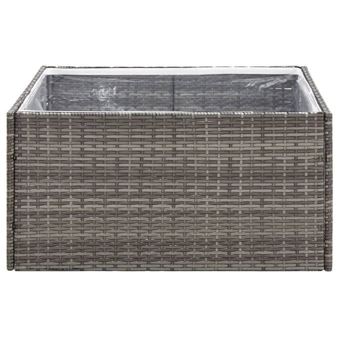 vidaXL - Plantenbak - 80x80x40 - cm - poly - rattan - grijs