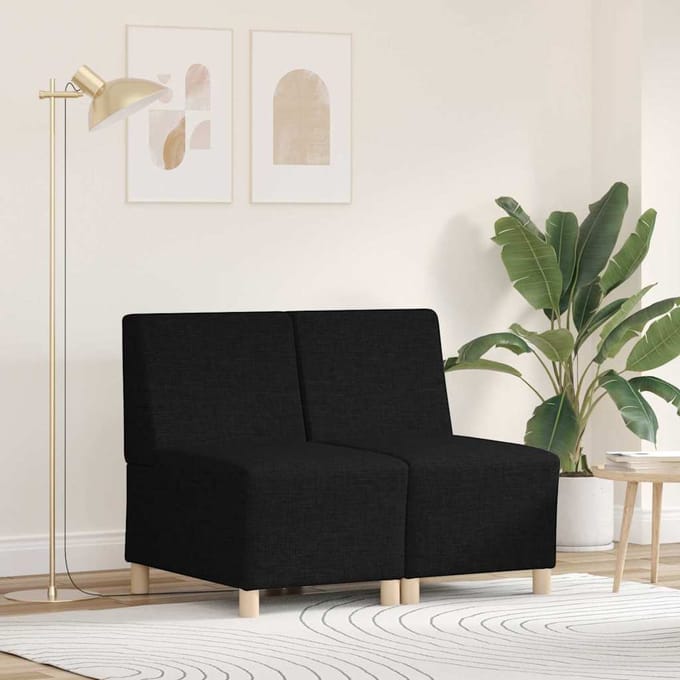 vidaXL Modulaire Sofa Eenheid Armless 2 pcs Zwart 55 x 74 x 82 cm Stof