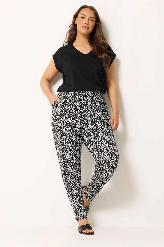 Yours Zwarte Harembroek Met Ikatprint Size 50-52