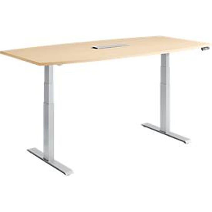 Schäfer Shop  Genius MODENA FLEX vergadertafel, elektrisch in hoogte verstelbaar, bootvorm, T-poot, B 2000 mm