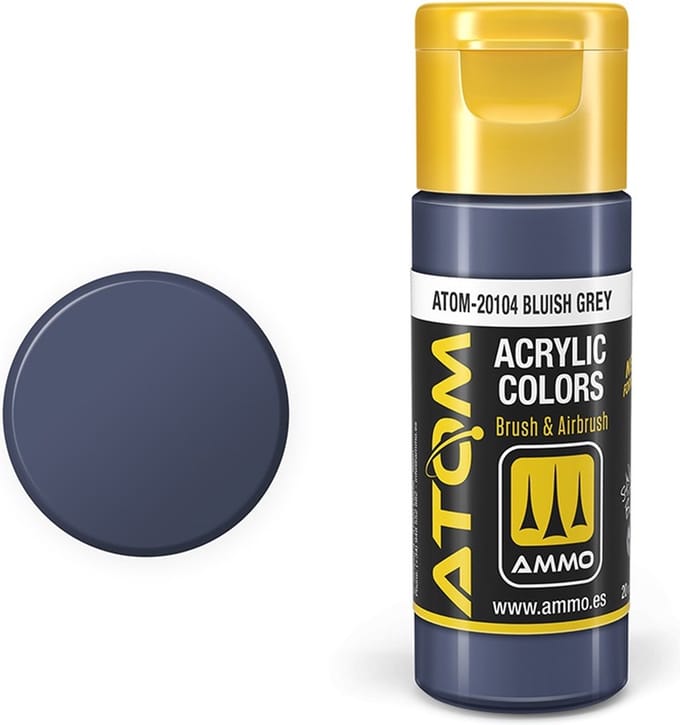 AMMO by Mig Jimenez Hobbyverf Acrylverf - MIG 20104 ATOM - Bluish Grey - Acryl - 20ml Verf flesje - 20 ml
