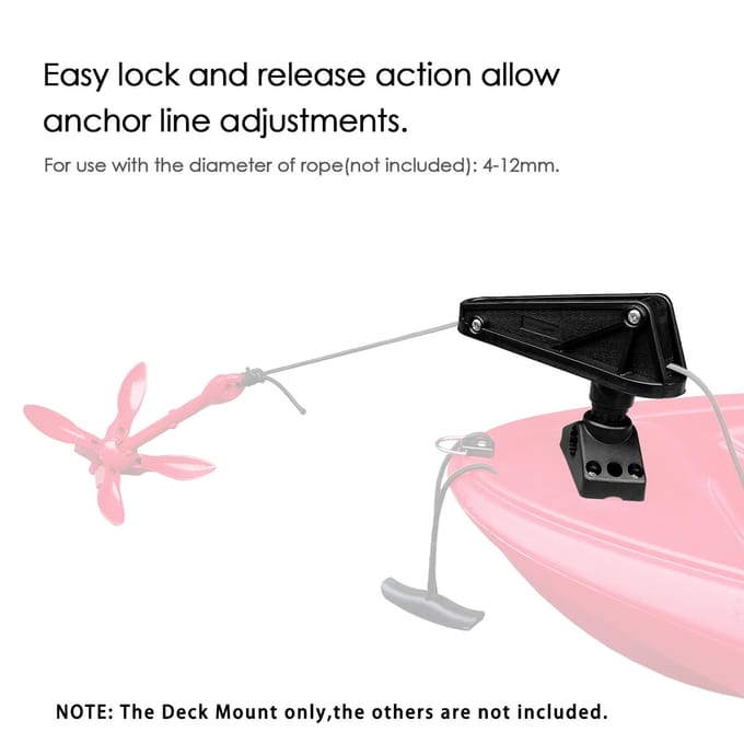 Verrou d'ancrage avec système de déverrouillage, support latéral pour kayak, canoë, petit bateau de pêche noir