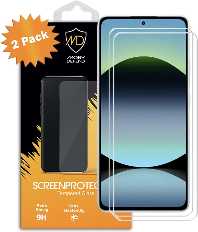 2-Pack MobyDefend Screenprotectors - Geschikt voor Xiaomi Redmi Note 14 5G - Case-Friendly Screensavers - Gehard Glas
