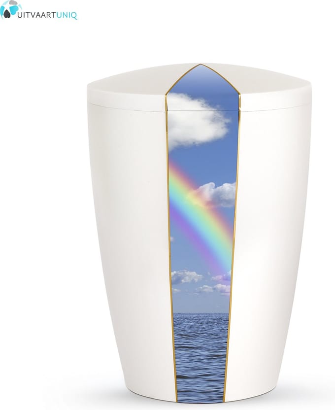 Urn wit parlemoer regenboog - bio