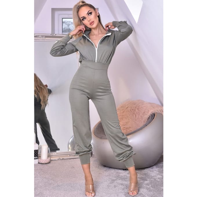Tanya Hooded Loungewear Jumpsuit - Dames - Groen