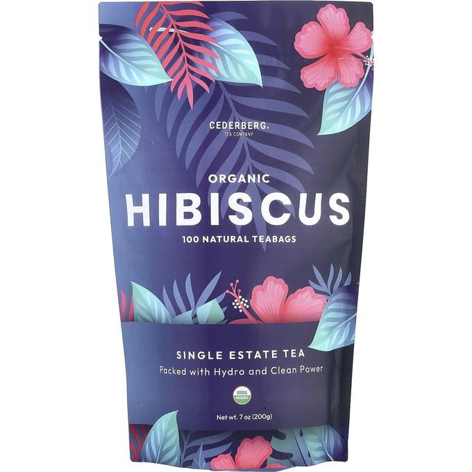 Hibiscus Bio, Sans Caféine, Sachets de Thé Naturels 100 Unités, 200G (7 oz) blue