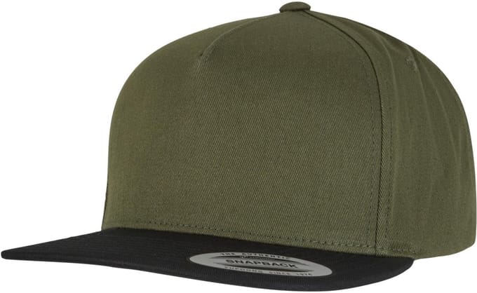 Flexfit - Classic 5 Panel Snapback Pet - Olijfgroen/Zwart