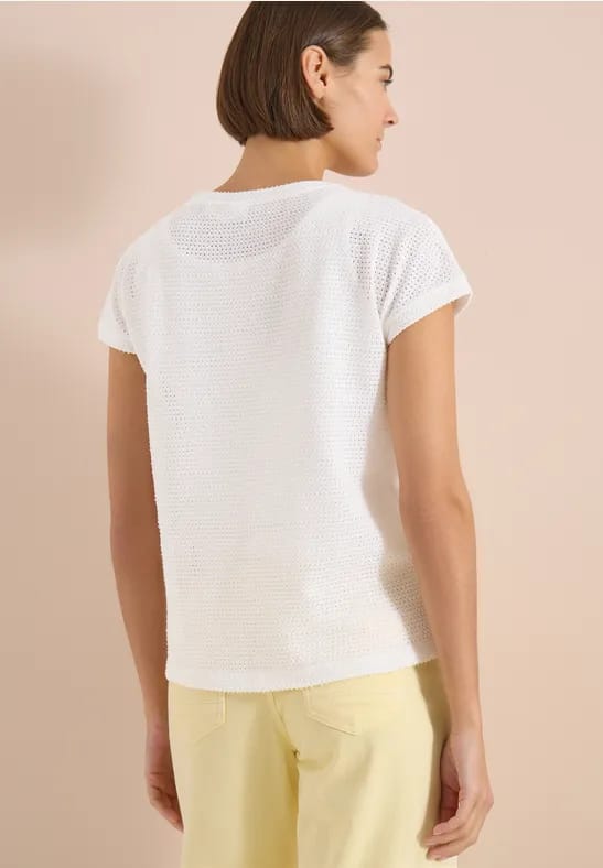 Shirt met boothals in ajour-look