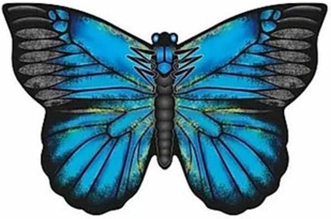 Vlieger vlinder - blauw - 71 cm breed/wijd - nylon