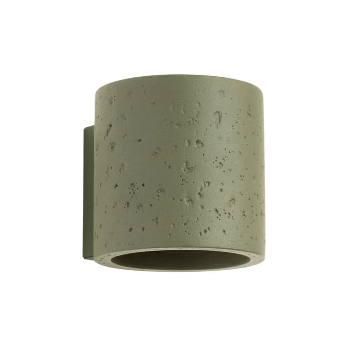 Wandlamp ORBIS met licht naar boven en beneden - Sollux Lighting - IP20 - Olijfgroen beton behuizing - 10 x 12 x 10 cm - 1 x G9 LED, exclusief lichtbron - Max. 8 W - Industriële wandlamp voor hal, entreehal en woonkamer