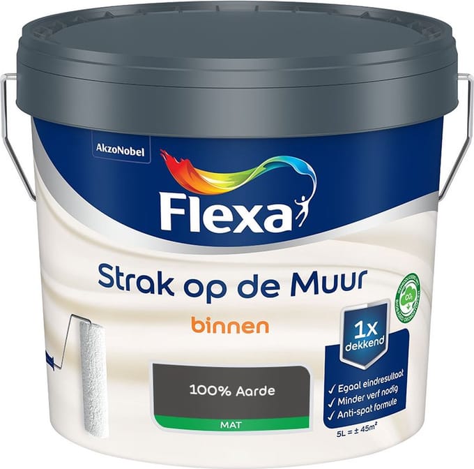 Flexa - Strak Op De Muur Binnen Mat - 100% Aarde - Mengverf - 5 L