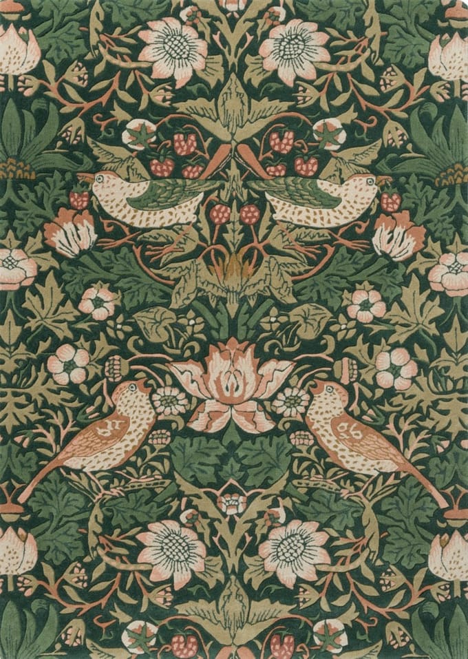 Morris & Co Strawberry Thief Forest 027707 - 140 x 200 cm