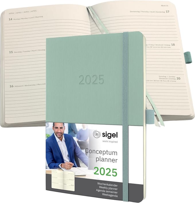 Weekkalender 2025 - Planner Organizer - Afspraken Plannen - Softwave Oppervlak - A5 Formaat - Groen