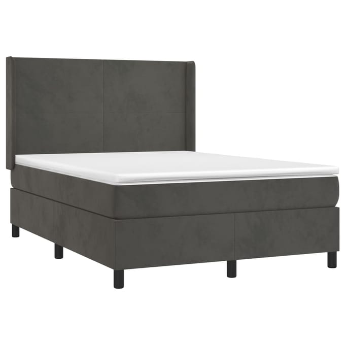 vidaXL - Boxspring - met - matras - fluweel - donkergrijs - 140x190 - cm