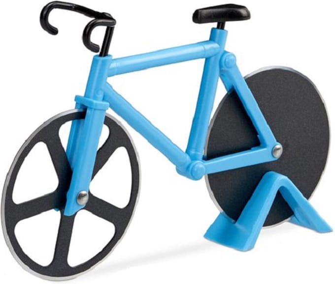 New Age Devi - 5-delige pizzasnijder set - pizzames racefiets - pizzaroller - deegroller - blauw