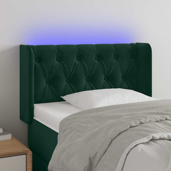 vidaXL - Hoofdbord - LED - 83x16x78/88 - cm - fluweel - donkergroen
