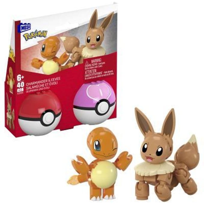 Mega Bloks Pokemon - Poke Bal 2-pack - Eevee en Charmander Bekende knuffels