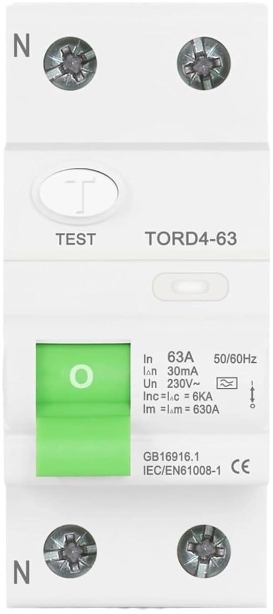 Aardlekschakelaar - Stroomonderbreker - Veilige Elektriciteit - Type A 30mA - 63A 6KA - Grijs