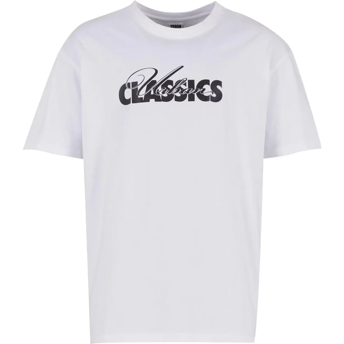 Urban Classics - UC Cursive Bold Logo Heavy Oversized Heren T-shirt - 4XL - Wit