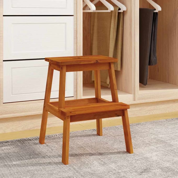 vidaXL - Kruk - 2-staps - 40x38x50 - cm - massief - acaciahout