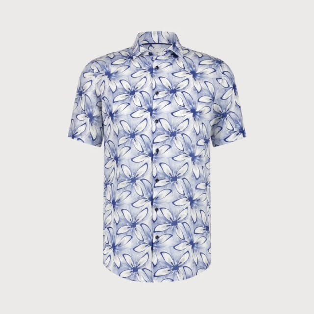 Blue Industry Cotton linnen overhemd korte mouw |