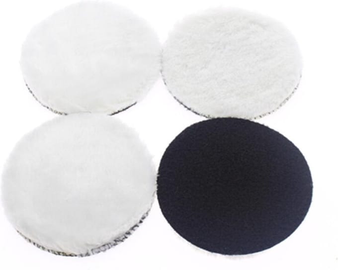 WiseGoods Auto Polijst Pads - Poetsschijven - Polijstmachine Schijven - Wol - 4 Stuks - 125mm - Wit