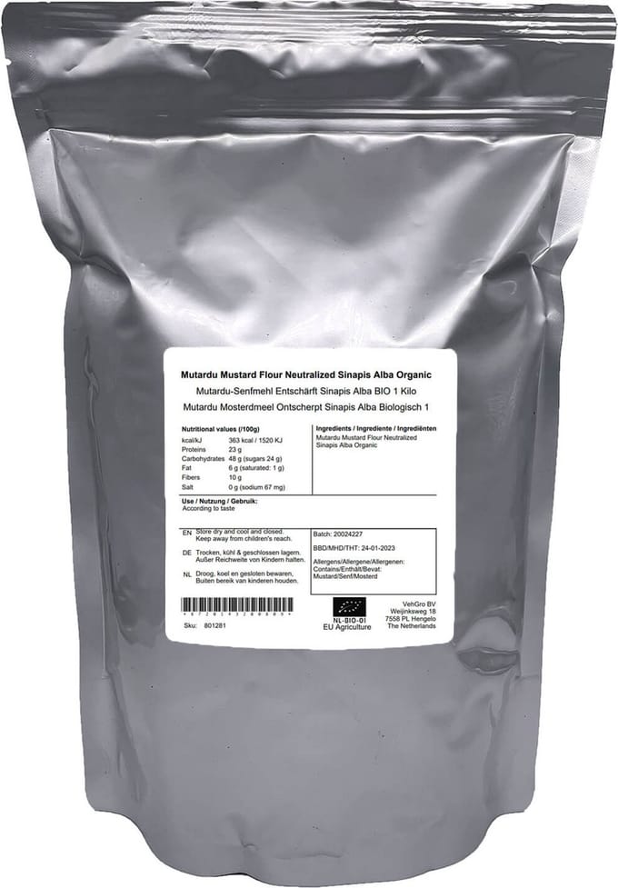 Mutardu Mosterdmeel Ontscherpt Sinapis Alba Kiemarm - 1 Kg - Holyflavours