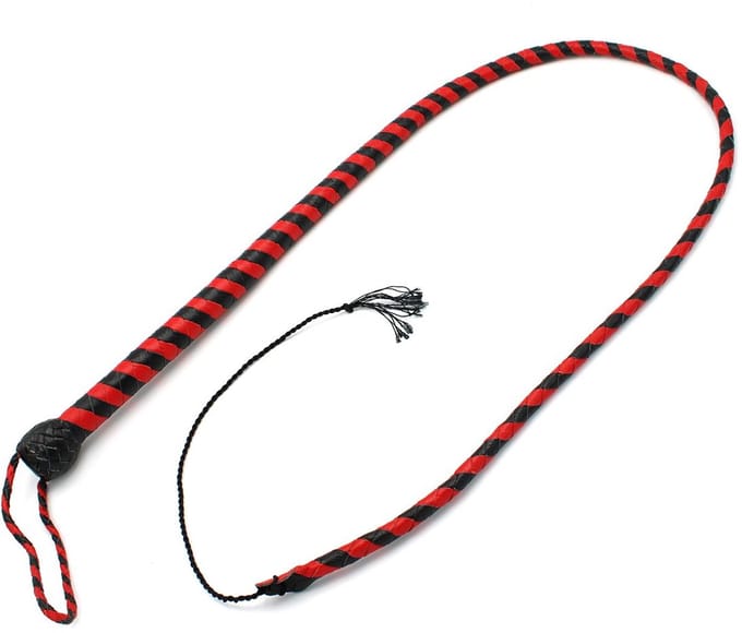 Kiotos - Lederen Single Tail Zweep - 140 cm - Zwart/Rood