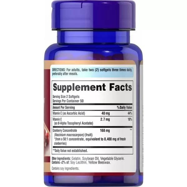 Puritan's Pride - Cranberry Vruchtenconcentraat met C & E 4200 mg. 100 Softgels