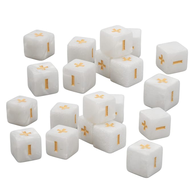 20 pcs Dés Math Signe Plus Moins 16mm Ensemble de Dés de Calcul d'Opération Mathématique pour l'Éducation Infantile white