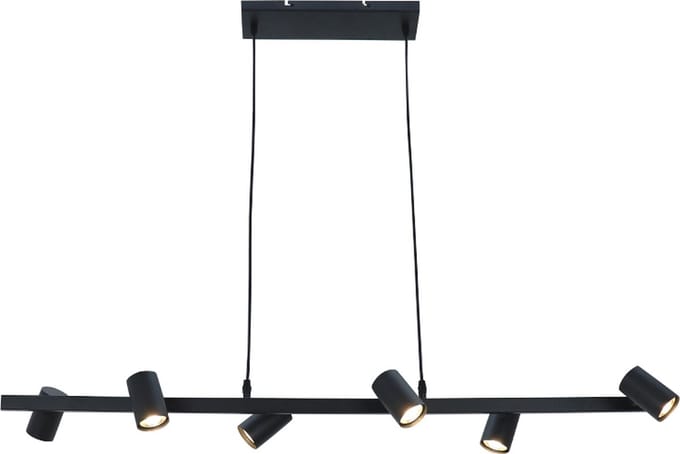 Olucia - CARLOS - Hanglamp - Zwart - 6L - Vorm: Rechthoek