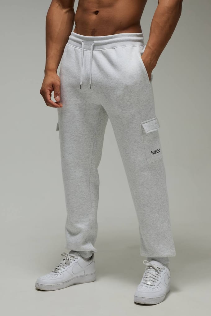 Men's Active Regular Fit Cargo Jogger | Light Grey | Size XS