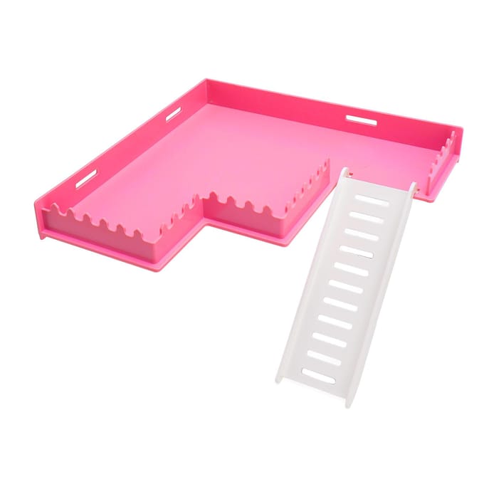 Hamster Platform Veilig Speelgoed voor Beweging Plastic Hamster Staand Platform met Ladder voor Cavia pink