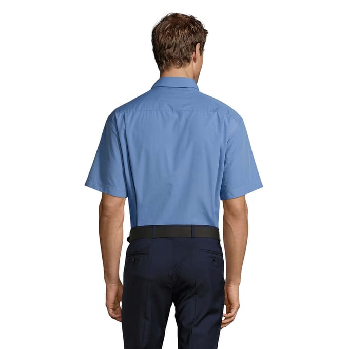 SOLS Heren Bristol Poplin Overhemd met Korte Mouwen (Middenblauw)