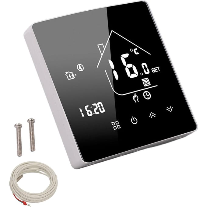 Digitale Thermostaat App Spraakbesturing LCD Touchscreen Intelligente Elektrische Verwarming Temperatuur gray