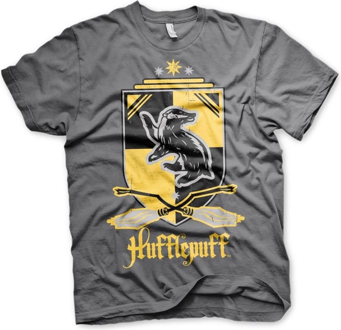 Harry Potter Heren Tshirt -L- Hufflepuff Grijs