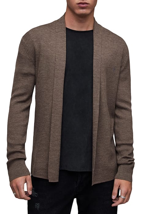 AllSaints Mode Merino Open Car Vole Brown Marl Größe: XXL | Cardigans Outlet | Herren | Braun