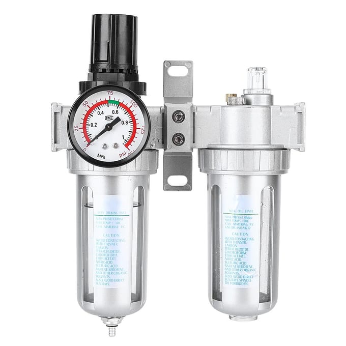 1 stuks Luchtcompressor Vochtvanger Olie Waterfilter Drukregelaar Smeermiddel Gereedschap wit