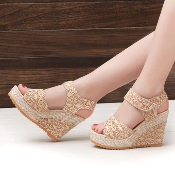 Dames Wedges Sandalen Zomer Mode Mesh Peep Toe Platform Hoge Hak Dames Sandalen 41 goud