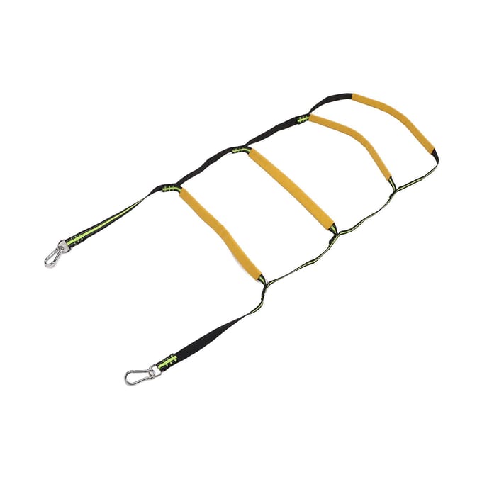 Boottouwladder 4 treden opvouwbare draagbare touwladder voor opblaasboot, kajak, motorboot black