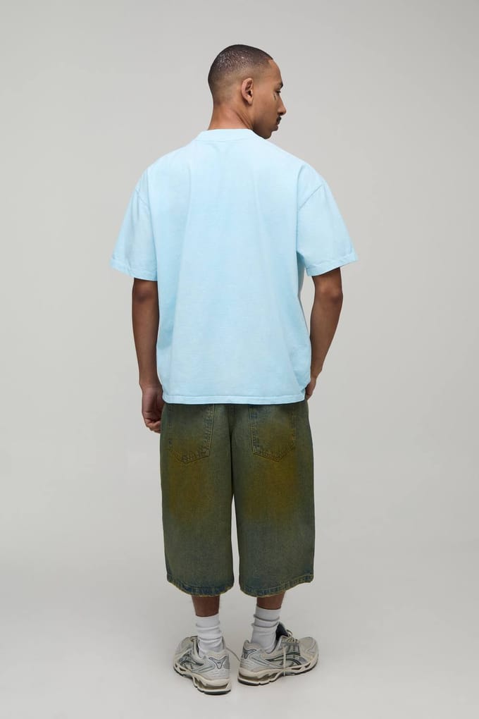 Oversized Tie Dye Smiley Face Print T-Shirt | Blue | Size Large