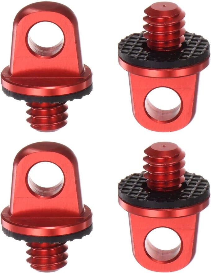Camera Schroefhouder - Bevestigingspunt - Snel Installeren - Met Rubberring - 4 Pack - Rood