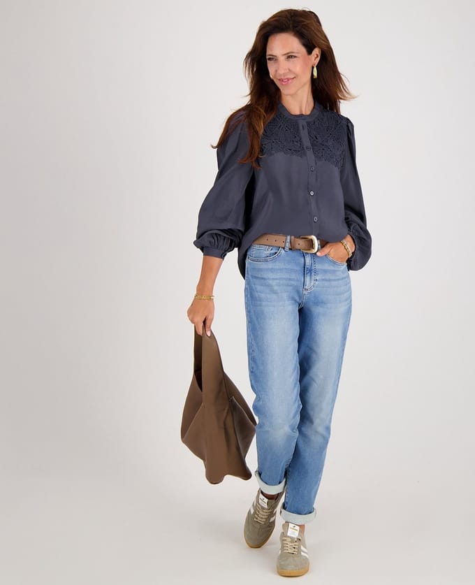 Je m'appelle Dames Broek Regular fit Met stretch - Blauw - Maat M
