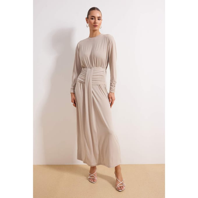 Dames platte maxi lange chique/nacht bodycon hijab jurk