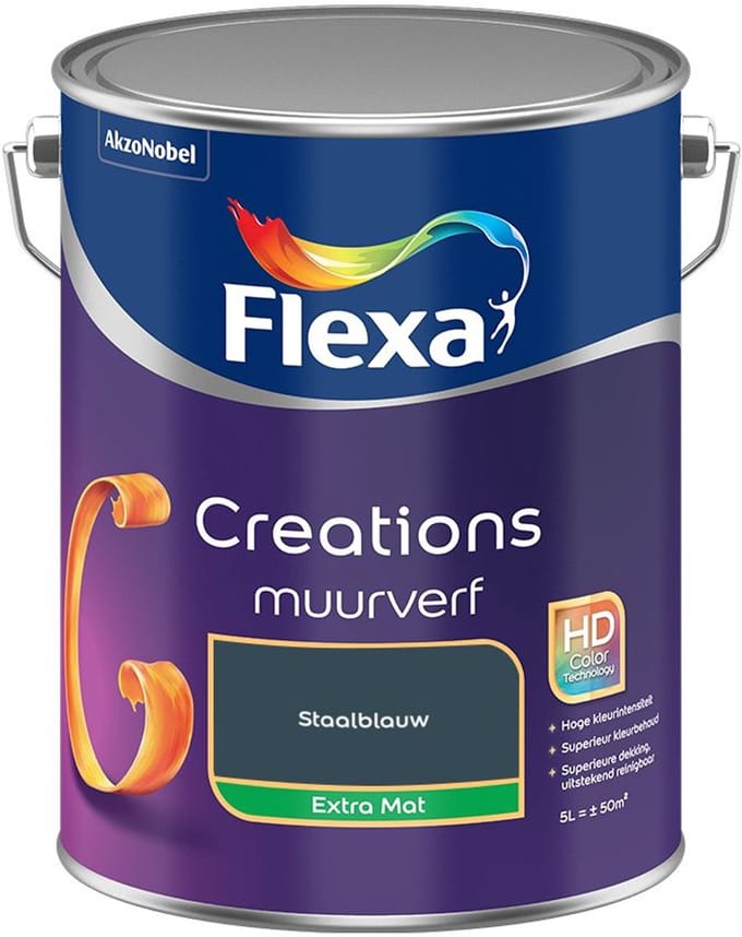Flexa - Creations Muurverf Extra Mat - Staalblauw - Mengverf - 5 L