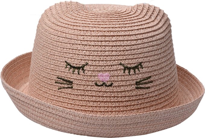 Clayre & Eef Hoed Kind Roze Papierstro Kat